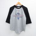 M★古着 7分袖 ビンテージ Tシャツ メンズ 00年代 00s MLB ニューヨークメッツ ラグラン ツートンカラー クルーネック グレー 霜降り他 メジャーリーグ ベースボール 野球 25sep24 中古 7分丈 七分丈 七分袖