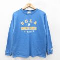 L★古着 アディダス adidas 長袖 ビンテージ Tシャツ メンズ 90年代 90s UCLA コットン クルーネック USA製 薄紺 ネイビー 【spe】 25sep25 中古