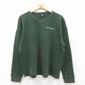 【20%OFF】XL★古着 ラルフローレン Ralph Lauren ポロジーンズ 長袖 ブランド ビンテージ サーマル Tシャツ メンズ ワンポイントロゴ 大きいサイズ コットン Vネック カナダ製 緑 グリーン 【spe】 25sep25 中古