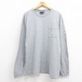 XL★古着 ノーティカ NAUTICA 長袖 ブランド Tシャツ メンズ ワンポイントロゴ 胸ポケット付き 大きいサイズ コットン USA製 グレー 霜降り 25sep26 中古