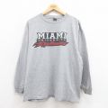 XL★古着 STEVE&BARRYS 長袖 Tシャツ メンズ レッドホークス 大きいサイズ クルーネック グレー 霜降り 25sep26 中古