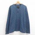 XL★古着 ラッキーブランド Lucky Brand 長袖 Tシャツ メンズ 無地 大きいサイズ コットン ヘンリーネック 紺 ネイビー 霜降り 25sep29 中古