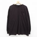 XL★古着 ラルフローレン Ralph Lauren 長袖 ブランド Tシャツ メンズ ワンポイントロゴ 胸ポケット付き 大きいサイズ コットン クルーネック 濃茶系 ブラウン 25sep29 中古