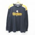 XL★古着 長袖 Tシャツ メンズ NFL ピッツバーグスティーラーズ 大きいサイズ コットン クルーネック 黒 ブラック アメフト スーパーボウル 25sep29 中古
