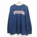 XL★古着 ナイキ NIKE 長袖 Tシャツ メンズ シラキュース 大きいサイズ クルーネック 紺 ネイビー 25sep29 中古