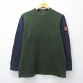 L★古着 アバクロンビー Abercrombie&fitch 長袖 Tシャツ メンズ ワンポイントロゴ ツートンカラー コットン クルーネック 緑他 グリーン 25oct06 中古