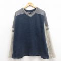 XL★古着 ギャップ GAP 長袖 トップス メンズ コットン Vネック 紺他 ネイビー 25oct23 中古