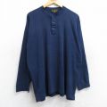 XL★古着 エディーバウアー 長袖 ビンテージ Tシャツ メンズ 90年代 90s 無地 大きいサイズ コットン ヘンリーネック USA製 紺 ネイビー 25oct27 中古