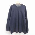 XL★古着 エディーバウアー 長袖 ビンテージ トップス メンズ 00年代 00s 無地 大きいサイズ コットン Vネック 紺 25nov18