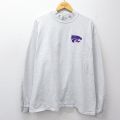 XL★古着 長袖 ビンテージ Tシャツ メンズ 00年代 00s カンザスステートワイルドキャッツ 大きいサイズ モックネック ハイネック 薄グレー 霜降り 25nov26