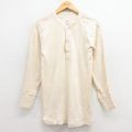 M★古着 長袖 ビンテージ Tシャツ メンズ 80年代 80s ミリタリー 無地 ヘンリーネック USA製 生成り 25dec08