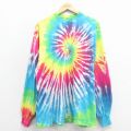 XL★古着 フルーツオブザルーム 長袖 ビンテージ Tシャツ メンズ 90年代 90s ピースパーティー コットン クルーネック 水色他 タイダイ 25dec17