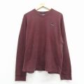 XL★古着 アバクロンビー 長袖 Tシャツ メンズ ワンポイントロゴ コットン Vネック エンジ 25dec17