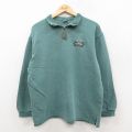 XL★古着 長袖 ビンテージ ハーフジップ Tシャツ メンズ 90年代 90s WINTER PARK USA製 青緑 25dec17