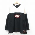 XL★古着 長袖 ビンテージ フットボール Tシャツ メンズ 90年代 90s NHL デトロイトレッドウィングス コットン Vネック USA製 黒他 アイスホッケー【spe】 25dec18