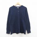 M★古着 エルエルビーン 長袖 ビンテージ サーマル Tシャツ メンズ 90年代 90s RIVER DRIVERS SHIRT ヘンリーネック USA製 紺【spe】 26jan20