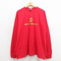 XL★古着 長袖 ビンテージ Tシャツ メンズ 00年代 00s ミリタリー マリーン コットン クルーネック USA製 赤 26jan22