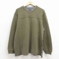 XL★古着 エディーバウアー 長袖 Tシャツ メンズ 無地 大きいサイズ コットン Vネック 緑 26jan22
