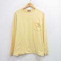 XL★古着 ノーティカ 長袖 ビンテージ Tシャツ メンズ 90年代 90s ワンポイントロゴ 胸ポケット付き 大きいサイズ コットン クルーネック USA製 黄 26jan27