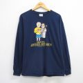 XL★古着 ヘインズ 長袖 ビンテージ Tシャツ メンズ 00年代 00s ANTIQUE BAND コットン クルーネック 濃紺 26jan27