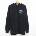 XL★古着 長袖 ビンテージ Tシャツ メンズ 90年代 90s NORTHWESTERN 大きいサイズ コットン クルーネック USA製 黒 26jan27