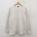 XL★古着 ランズエンド 長袖 ビンテージ Tシャツ メンズ 90年代 90s 無地 大きいサイズ コットン Vネック USA製 薄グレー 霜降り 26feb06