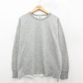 XL★古着 長袖 ビンテージ サーマル Tシャツ メンズ 90年代 90s 無地 クルーネック USA製 グレー 霜降り 26feb06