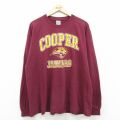 XL★古着 長袖 ビンテージ Tシャツ メンズ 00年代 00s COOPER 大きいサイズ コットン クルーネック エンジ 26feb10