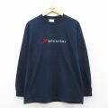M★古着 長袖 ビンテージ Tシャツ メンズ 00年代 00s whistler 刺繍 コットン クルーネック 紺【spe】 26feb10