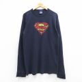 スーパーマン 長袖サーマルTシャツ ネイビー XL | 古着