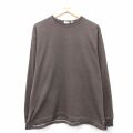 L★古着 エルエルビーン 長袖 ビンテージ Tシャツ メンズ 00年代 00s 無地 コットン クルーネック こげ茶 26feb24