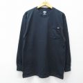 L★古着 ディッキーズ 長袖 Tシャツ メンズ ワンポイントロゴ 胸ポケット付き コットン クルーネック 黒系 26mar02