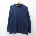 XL★古着 ナイキ NIKE 長袖 ビンテージ Tシャツ メンズ 00年代 00s ワンポイントロゴ バージニア大学 コットン モックネック ハイネック 紺 26mar02