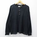 XL★古着 長袖 ビンテージ Tシャツ メンズ 00年代 00s 無地 大きいサイズ コットン ヘンリーネック 黒 26mar04