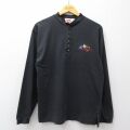 M★古着 長袖 ビンテージ Tシャツ メンズ 90年代 90s ディズニー ディズニーワールド コットン ヘンリーネック 黒【spe】 26mar04