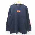 XL★古着 アメリカンイーグル 長袖 Tシャツ メンズ ビッグロゴ 大きいサイズ コットン クルーネック 紺系 26mar04