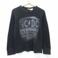 M★古着 長袖 ロック バンド Tシャツ メンズ AC/DC コットン クルーネック 黒 26mar04