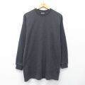 L★古着 長袖 サーマル Tシャツ メンズ 無地 ロング丈 クルーネック 濃グレー 26mar04
