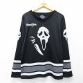 L★古着 長袖 Tシャツ メンズ 映画 スクリーム メッシュ地 黒 ユニフォーム ゲームシャツ 26mar10