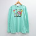 XL★古着 長袖 Tシャツ メンズ MTV 大きいサイズ クルーネック 青緑 26mar13