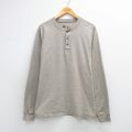 L★古着 ヘインズ 長袖 Tシャツ メンズ 無地 ヘンリーネック ベージュ 霜降り 26mar13