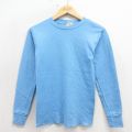 M★古着 長袖 ビンテージ Tシャツ メンズ 80年代 80s 無地 クルーネック USA製 水色 26mar21