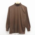 L★古着 長袖 ビンテージ Tシャツ メンズ 80年代 80s 無地 タートルネック ハイネック こげ茶 26mar21