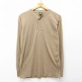 M★古着 カベラス 長袖 ビンテージ Tシャツ メンズ 90年代 90s 無地 ヘンリーネック USA製 ベージュ系 26mar31
