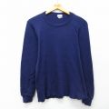 M★古着 マジェスティック 長袖 Tシャツ メンズ 80年代 80s 無地 クルーネック USA製 紺 26mar31