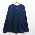 XL★古着 マジェスティック 長袖 Tシャツ メンズ MLB アトランタブレーブス 大きいサイズ ロング丈 ラグラン クルーネック メッシュ地 紺 メジャーリーグ ベースボール 野球 26mar31