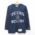M★古着 チャンピオン champion 長袖 フットボール Tシャツ メンズ テキサス コットン クルーネック 紺【spe】 26mar31