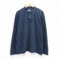 XL★古着 ティンバーランド 長袖 Tシャツ メンズ ワンポイントロゴ コットン ヘンリーネック 紺 26apr01