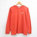 L★古着 アディダス adidas 長袖 ビンテージ Tシャツ メンズ 00年代 00s ワンポイントロゴ コットン クルーネック オレンジ 26apr01