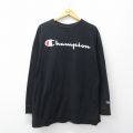 XL★古着 チャンピオン champion 長袖 Tシャツ メンズ ビッグロゴ 大きいサイズ コットン 黒 26apr01
